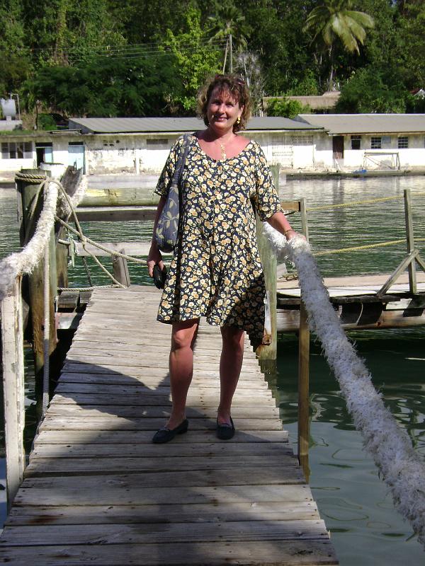 Library - 4891.jpg - Susan on dock in front of Coal Pot restaurant, Castries